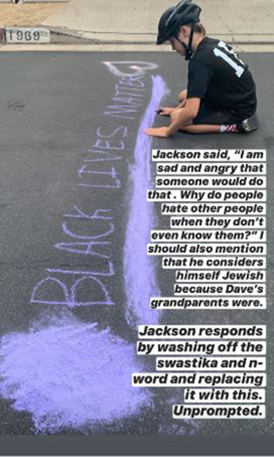Jackson's BLM chalk mural in San Diego